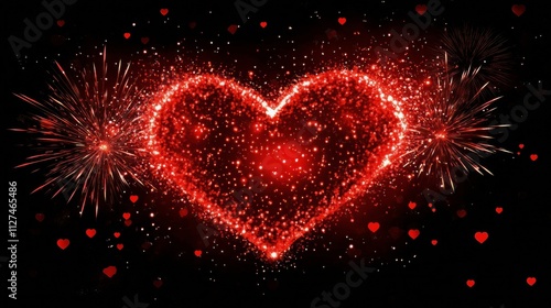 Heart of lights with sparks during a festive celebration at night