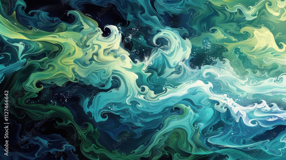 Swirling patterns in a vector design, capturing the essence of water currents Swirling patterns in a vector design, capturing the essence of water currents