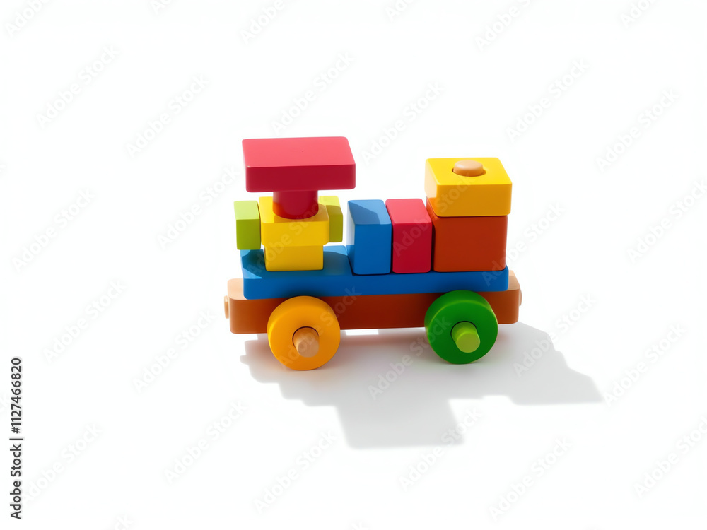 A colorful toy train displayed on a clean white background, emphasizing its playful design and vibrant colors. A colorful toy train displayed on a clean white background, emphasizing its playful design and vibrant colors.