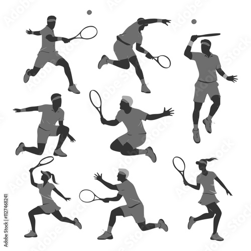 Tennis silhouettes. Vector illustration.