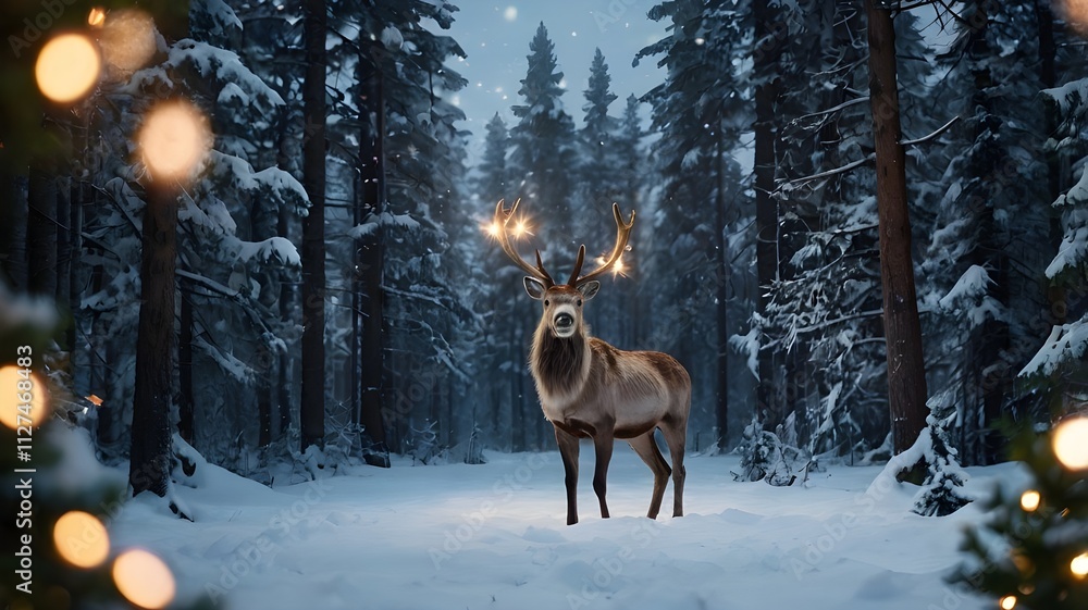 Naklejka premium deer in winter forest