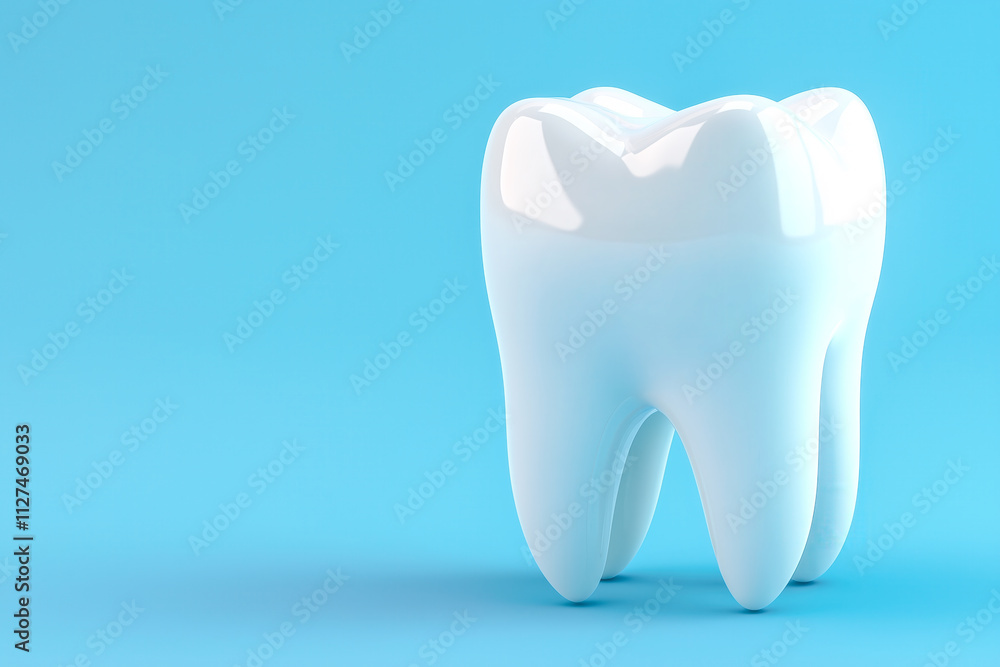 3D tooth isolated on light blue background 3D tooth isolated on light blue background