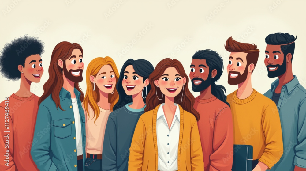 Cultural diversity template diverse group of friends. Vector illustration Cultural diversity template diverse group of friends. Vector illustration