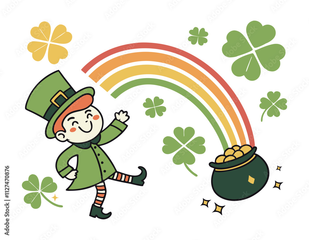st. patrick's day leprechaun with shamrocks and gold st. patrick's day leprechaun with shamrocks and gold