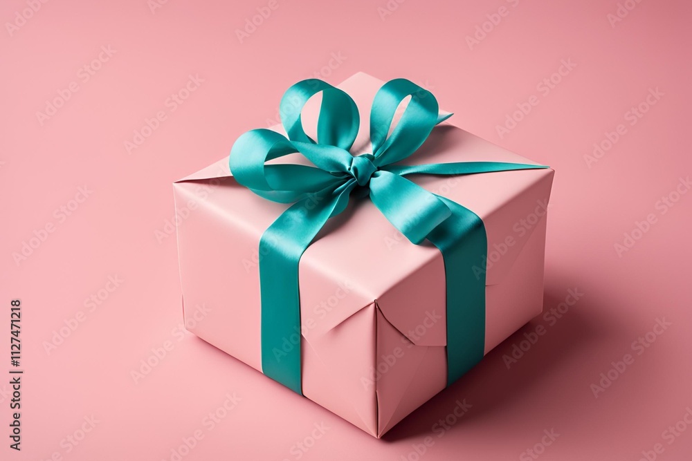 Obraz premium A gift box with a ribbon on a empty background without shadow.