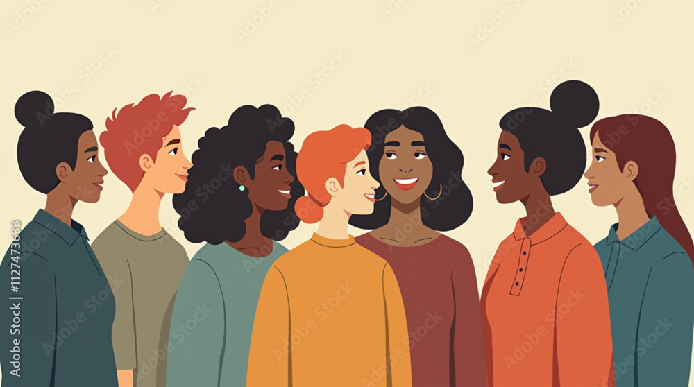 Cultural diversity template diverse group of friends. Vector illustration Cultural diversity template diverse group of friends. Vector illustration