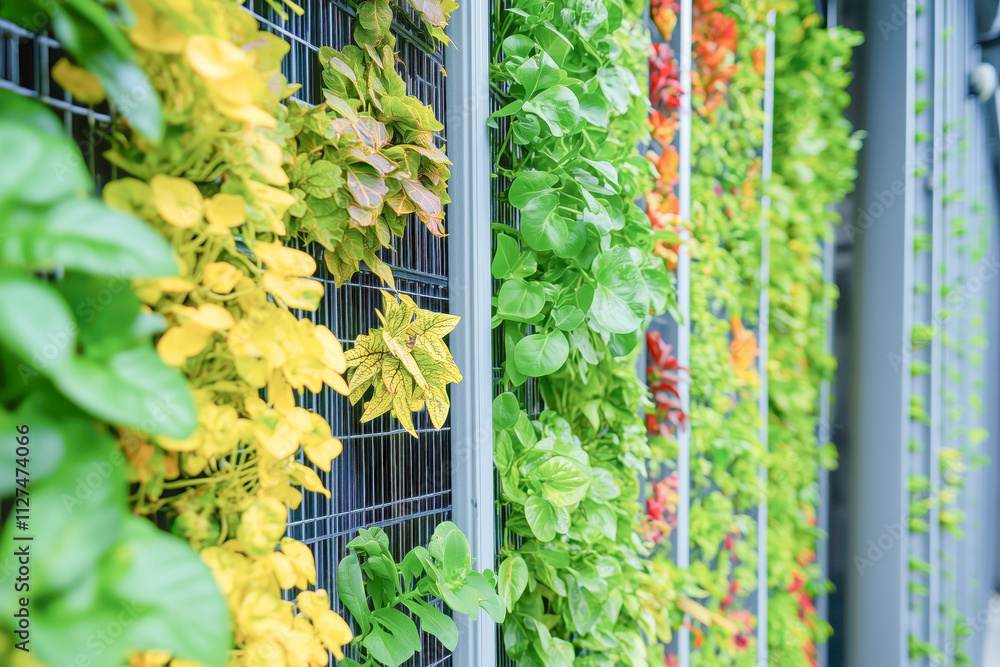 Obraz premium A vertical solar panel installation doubling as a fence, showcasing innovative and cost-effective renewable energy production for sustainable living.
