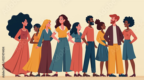 Cultural diversity template diverse group of friends. Vector illustration