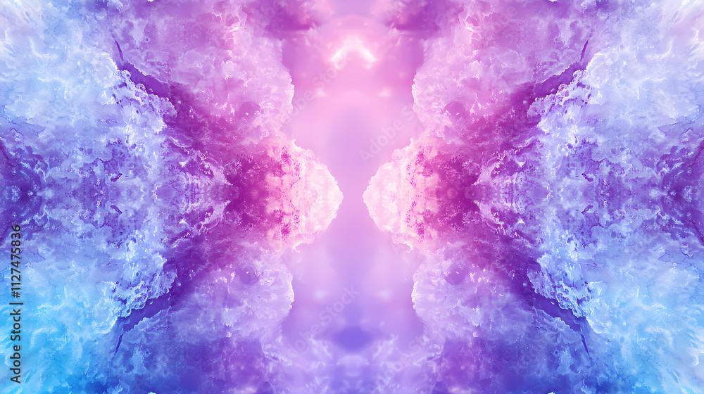 Fototapeta premium Abstract cosmic fractal background in purple and blue wide-angle. Fractal. Illustration