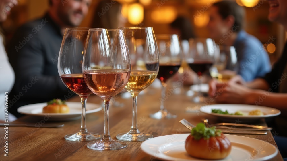 Dining Experience With Wine and Gourmet Dishes in a Cozy Setting at Dusk Dining Experience With Wine and Gourmet Dishes in a Cozy Setting at Dusk