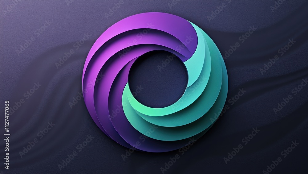 Abstract swirling purple and teal circle design. Abstract swirling purple and teal circle design.