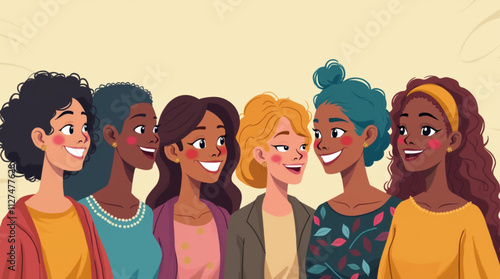 Cultural diversity template diverse group of friends. Vector illustration