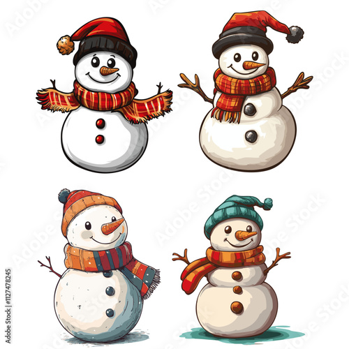 Illustrazione vettoriale Pupazzo di neve