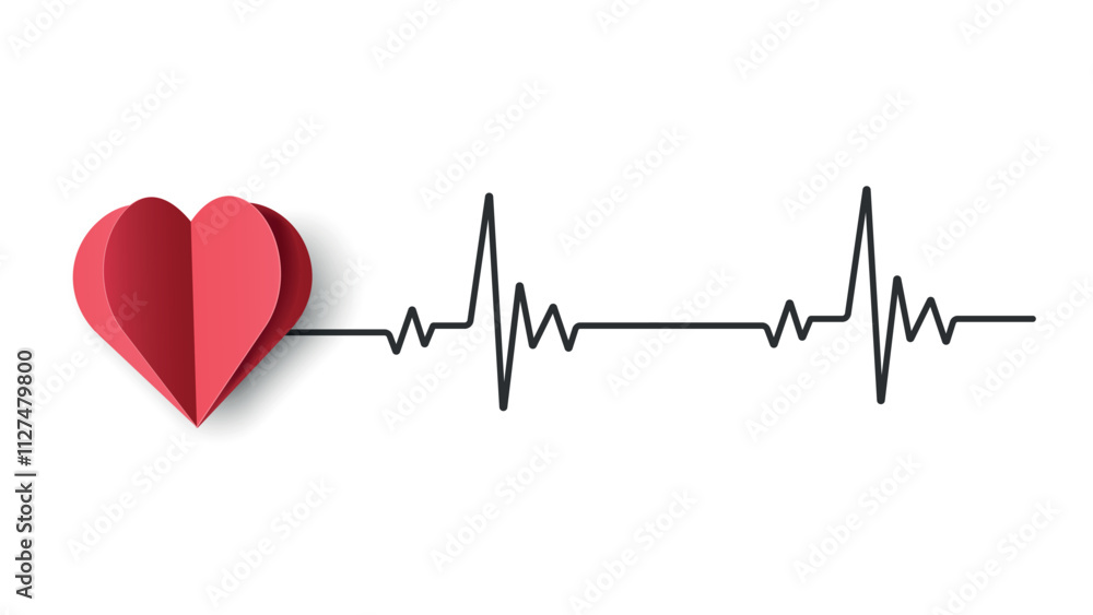 Red Heart with cardiogram element. Background design for Medical Banner, Poster, Flayer. Minimalist Delicate red elegant banner for websites, social networks, postcards. Red Heart with cardiogram element. Background design for Medical Banner, Poster, Flayer. Minimalist Delicate red elegant banner for websites, social networks, postcards.