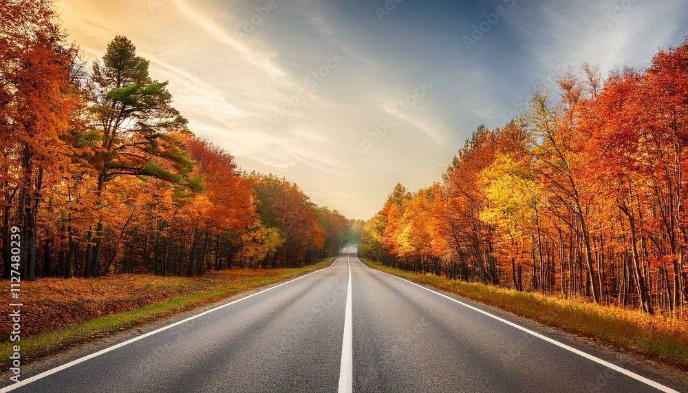 road in autumn forest road in autumn forest