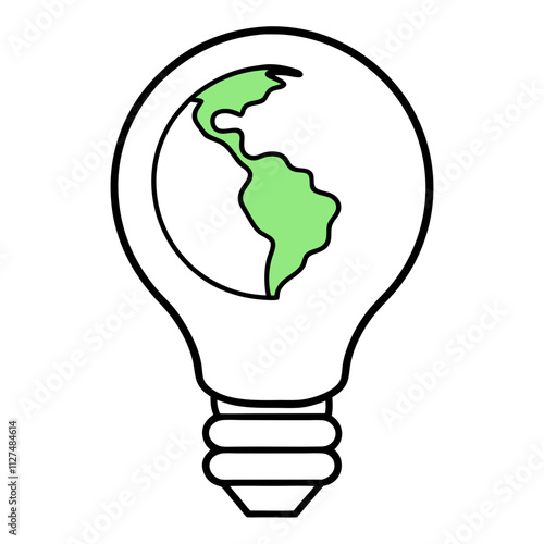 Eco Map Lightbulb Illustration.