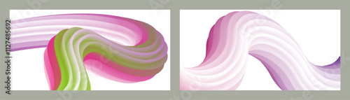 Abstract volumetric background. Cords. set of two illustrations. Toothpaste in a tube. Minimalism. Creative modern background. Cover design, wallpaper, background. eps vector.