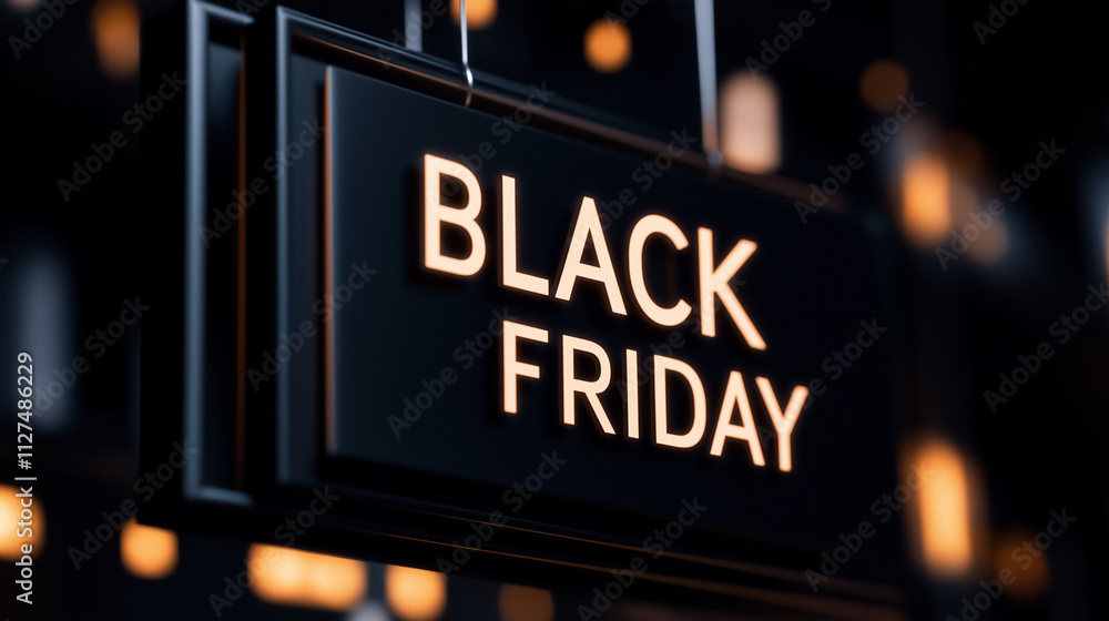 Obraz premium Large text Black Friday indicating the start of major sales of goods in stores and online marketplaces