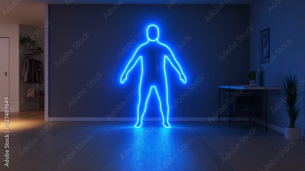 Obraz premium Illuminated figure in a modern room