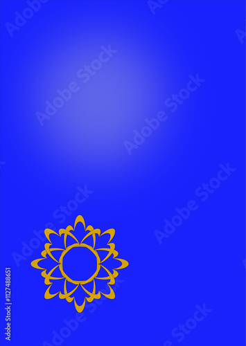 card with blue background and an star-shaped golden ornament, background, wallpaper, copy space, modern abstract design
