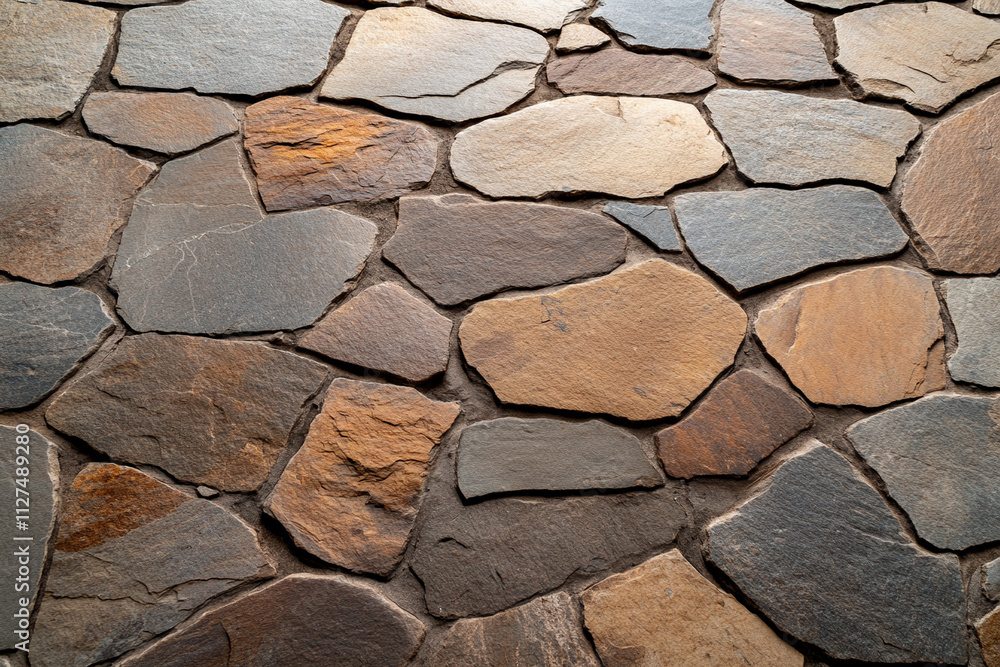 Fototapeta premium Natural stone wall with varied textures and colors