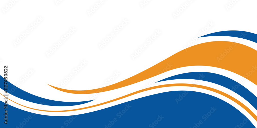 Obraz premium Blue and orange business wave banner background