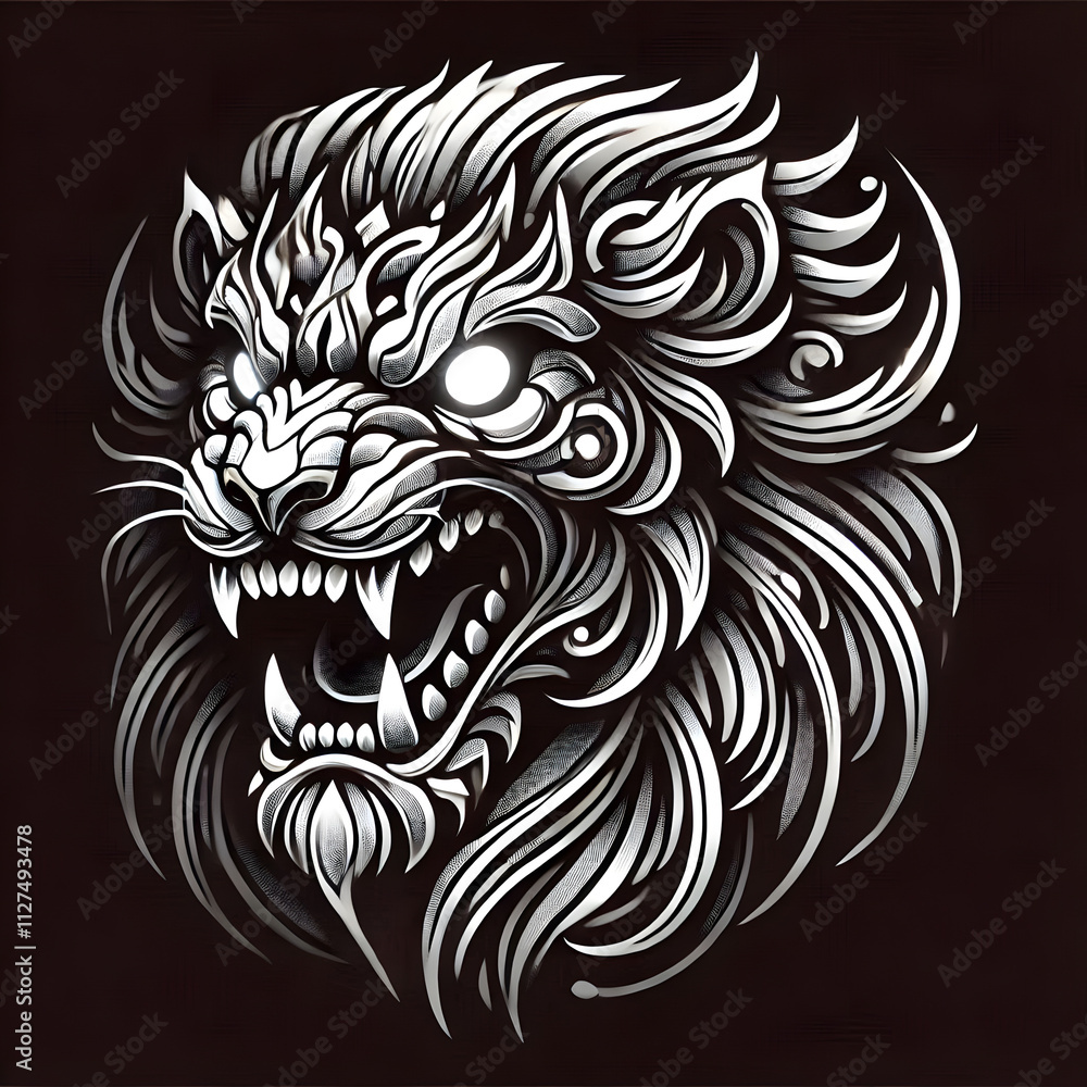 Fototapeta premium Radiant Roar: The Lion's Fierce Shining Crown