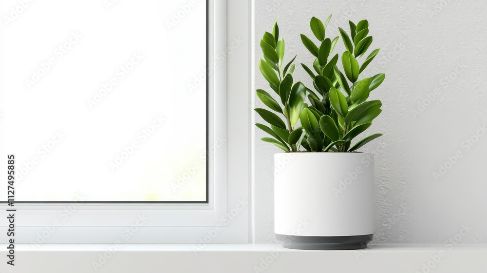 Modern indoor plant near window Modern indoor plant near window