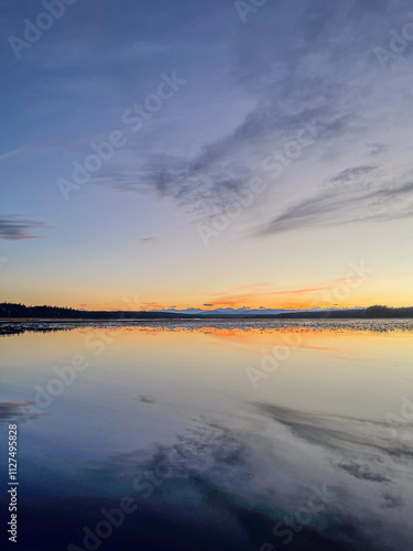 Vibrant Sunset Over Reflective Lake