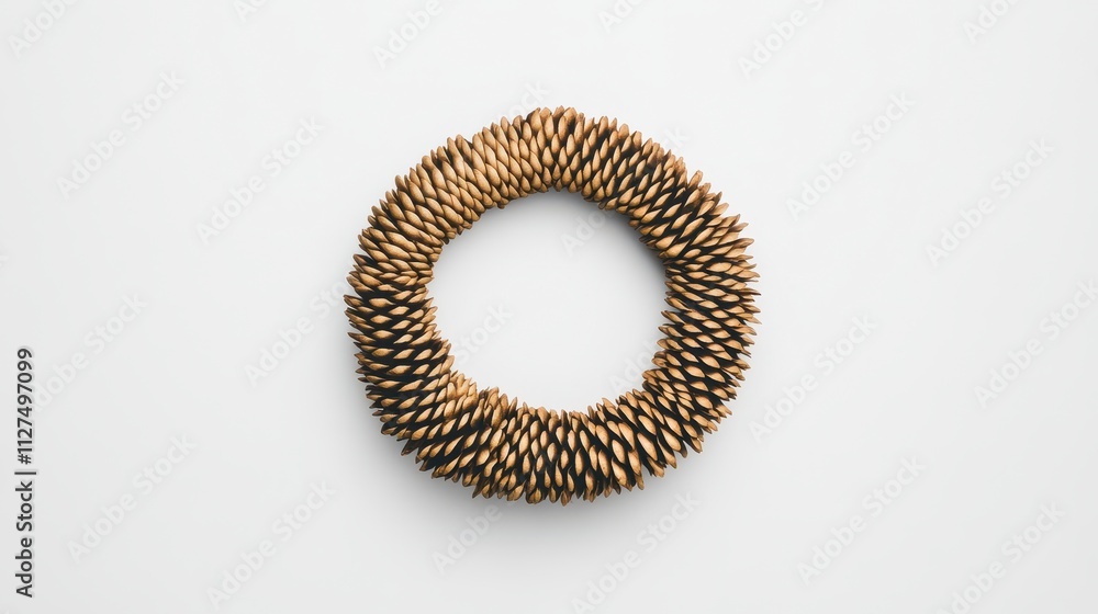 Obraz premium Stylized pinecone wreath on a minimalist background