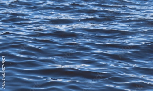 Natural blue river water surface with soft waves as a background