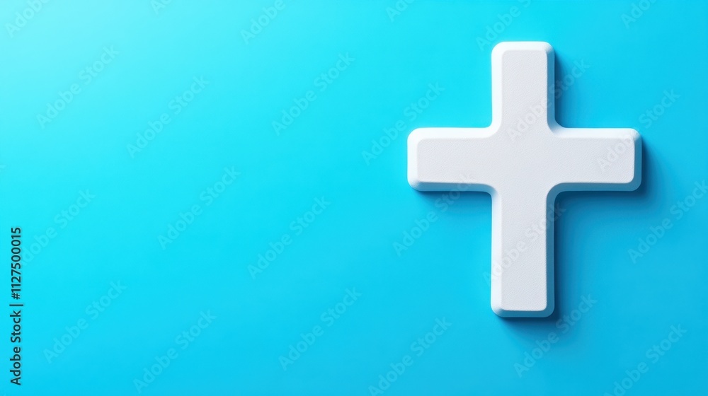 Obraz premium White cross on a blue background