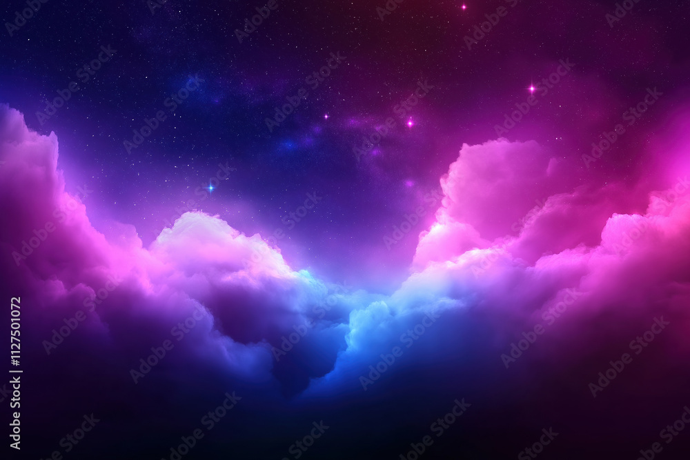 Colorful cosmic clouds illuminated by starlight in a night sky Colorful cosmic clouds illuminated by starlight in a night sky