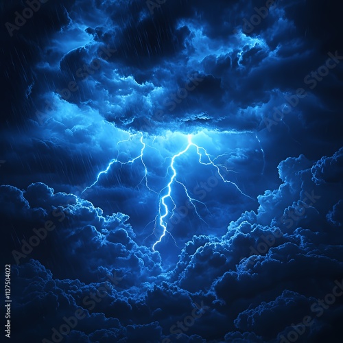 Majestic Display of Lightning Illuminating Dark Storm Clouds in a Night Sky Over an Open Landscape