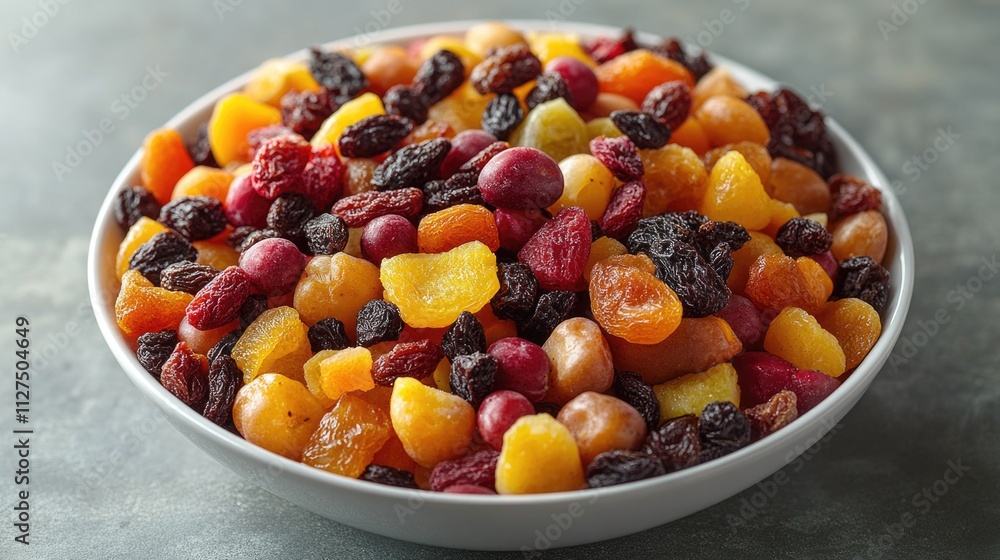 A bowl filled with dried fruit sitting on a table A bowl filled with dried fruit sitting on a table