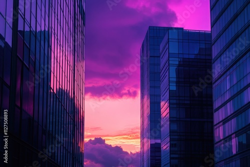 Two adjacent skyscrapers in an urban setting