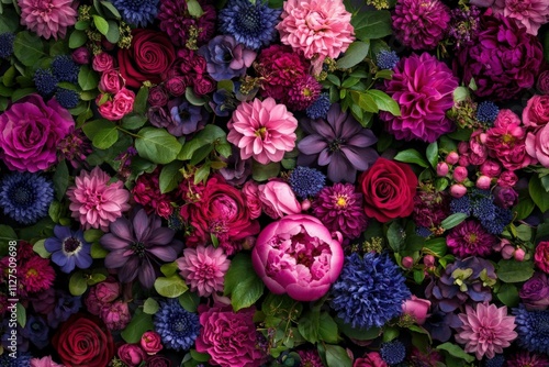 Colorful floral arrangement featuring various flowers in bloom