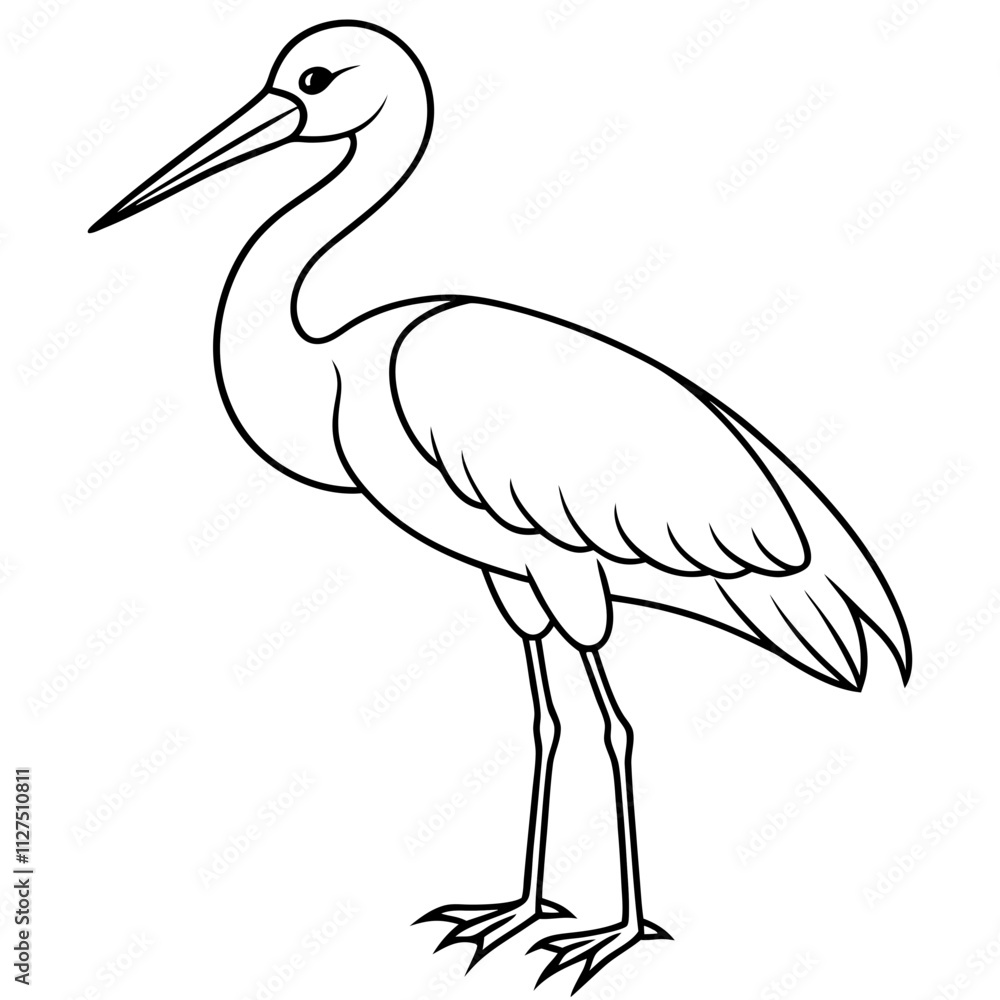 Obraz premium Stork line art vector illustration