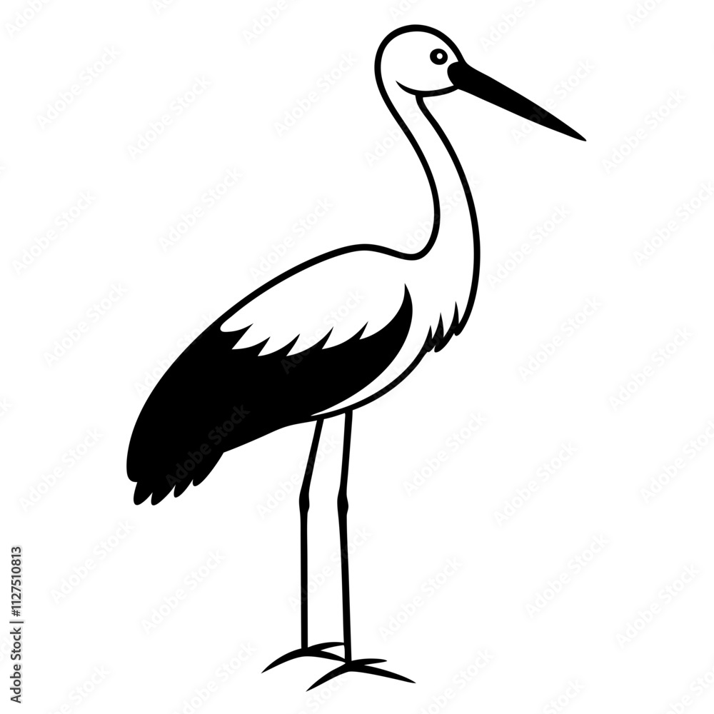 Stork silhouette isolated on white Stork silhouette isolated on white
