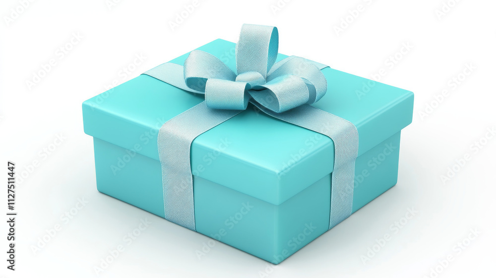 3D render gift box with blue ribbon. Isolated closed package with pastel glossy bow on white background. Holiday surprise, present for birthday, christmas or wedding, Realistic. 3D Illustration 3D render gift box with blue ribbon. Isolated closed package with pastel glossy bow on white background. Holiday surprise, present for birthday, christmas or wedding, Realistic. 3D Illustration