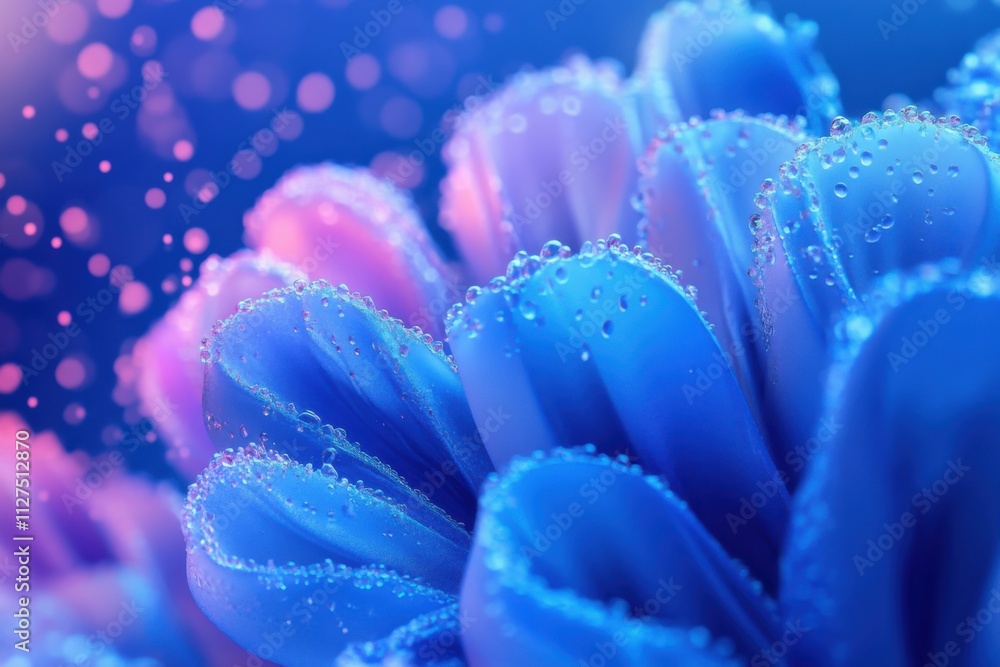 Fototapeta premium An abstract blue water droplets background with a captivating visual effect.