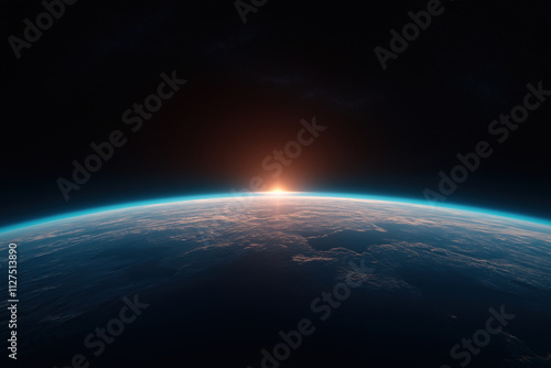 Sunrise over Earth from space highlighting atmospheric colors and curvature