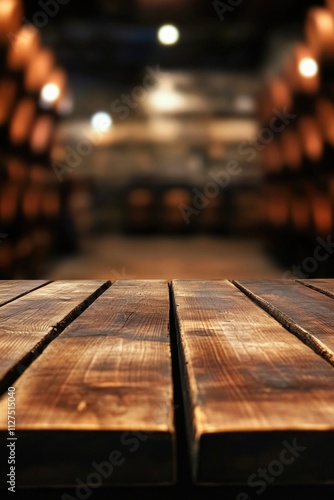 A wooden table with a blurry background, suitable for abstract or minimalist designs