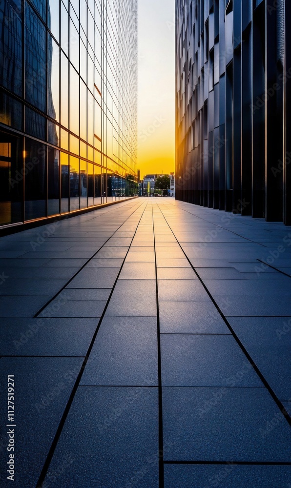 Fototapeta premium Modern Cityscape with Sunset Reflection