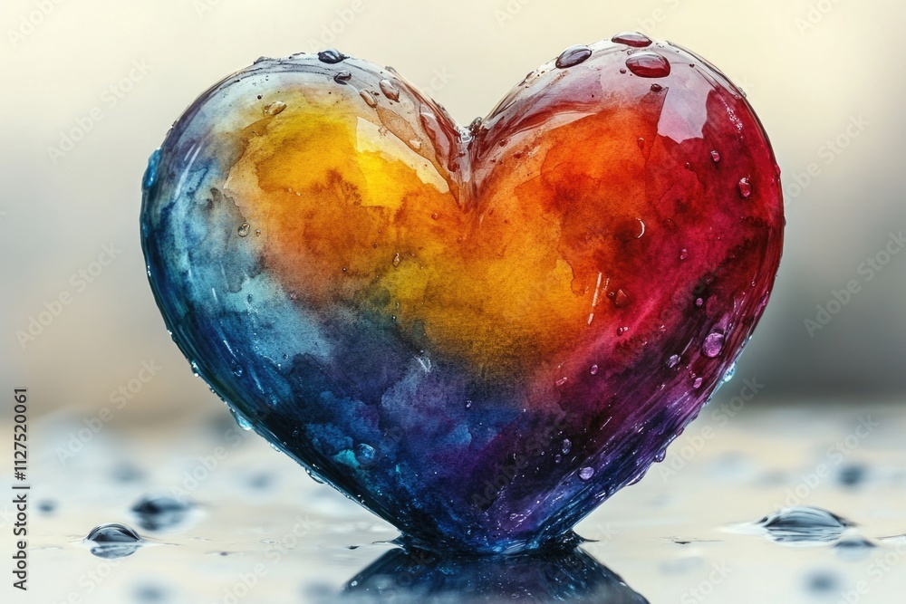 A colorful heart sitting on a table, perfect for expressing love and joy A colorful heart sitting on a table, perfect for expressing love and joy