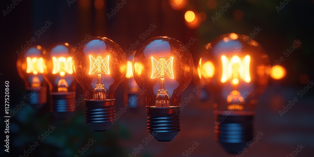 Fototapeta premium A collection of light bulbs hung on a string, ready for decoration or display