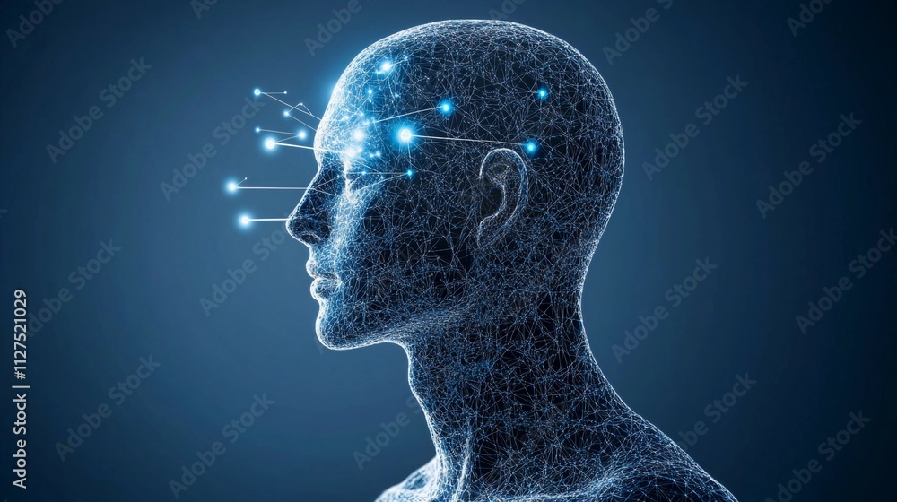 Conceptual representation of human brain activity and neural connections in a digital format Conceptual representation of human brain activity and neural connections in a digital format