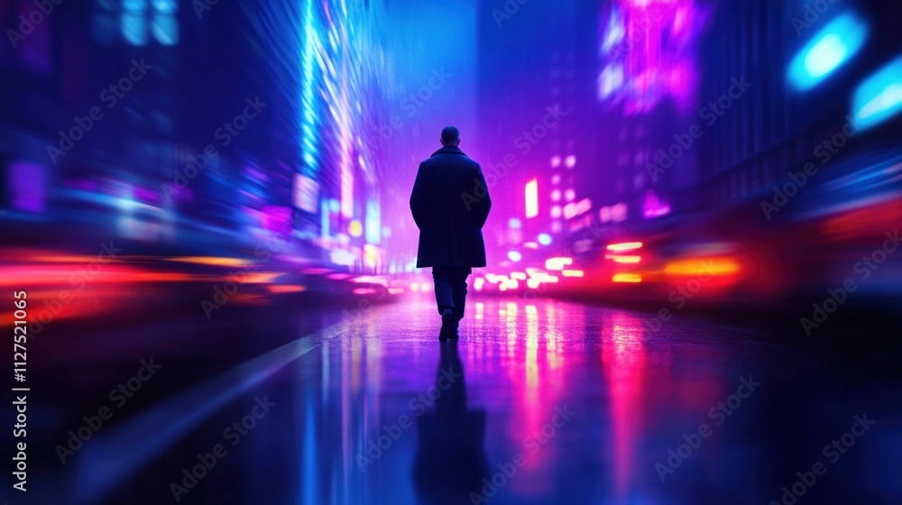 Walking Alone in Neon City Walking Alone in Neon City