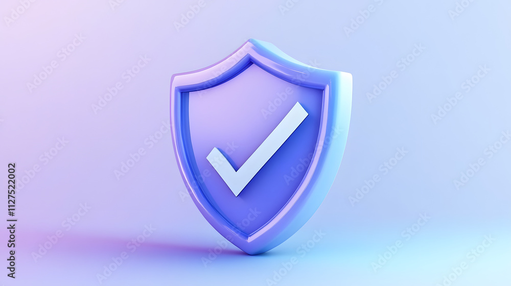 cartoon 3d Icon safety shield check mark perspective . Blue and purple symbol security safety icon. Checkmark in minimalistic style. 3d vector illustration. white background cartoon 3d Icon safety shield check mark perspective . Blue and purple symbol security safety icon. Checkmark in minimalistic style. 3d vector illustration. white background