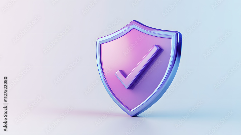 cartoon 3d Icon safety shield check mark perspective . Blue and purple symbol security safety icon. Checkmark in minimalistic style. 3d vector illustration. white background cartoon 3d Icon safety shield check mark perspective . Blue and purple symbol security safety icon. Checkmark in minimalistic style. 3d vector illustration. white background
